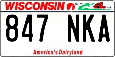 WI license plate 847NKA
