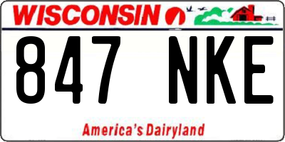 WI license plate 847NKE