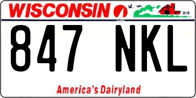 WI license plate 847NKL