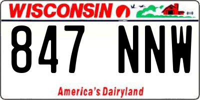 WI license plate 847NNW