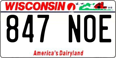 WI license plate 847NOE