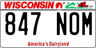 WI license plate 847NOM