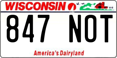WI license plate 847NOT