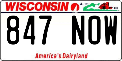 WI license plate 847NOW