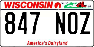 WI license plate 847NOZ