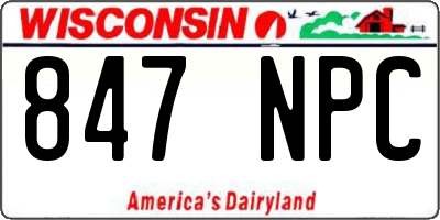 WI license plate 847NPC