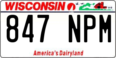 WI license plate 847NPM