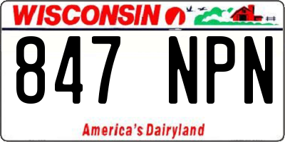 WI license plate 847NPN