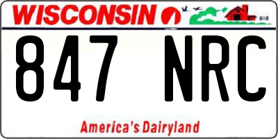 WI license plate 847NRC