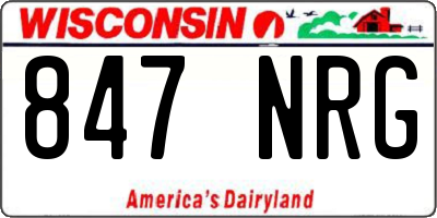 WI license plate 847NRG