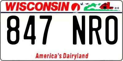 WI license plate 847NRO