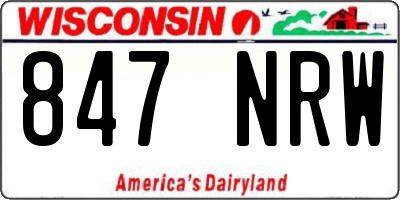 WI license plate 847NRW