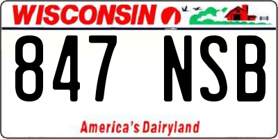 WI license plate 847NSB