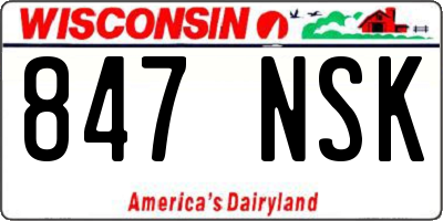 WI license plate 847NSK