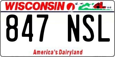 WI license plate 847NSL