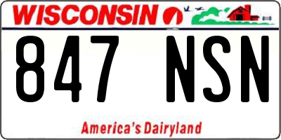 WI license plate 847NSN