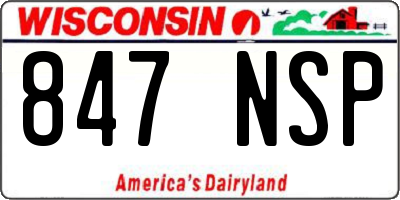 WI license plate 847NSP