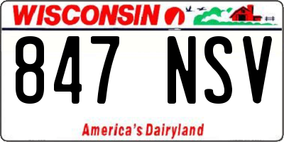 WI license plate 847NSV
