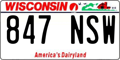 WI license plate 847NSW