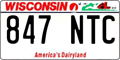 WI license plate 847NTC