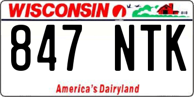WI license plate 847NTK