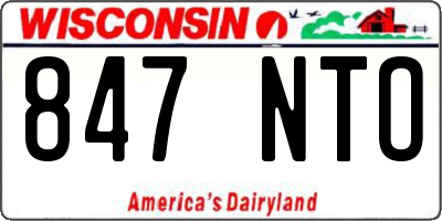 WI license plate 847NTO