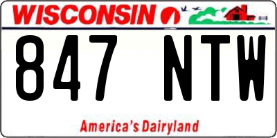 WI license plate 847NTW