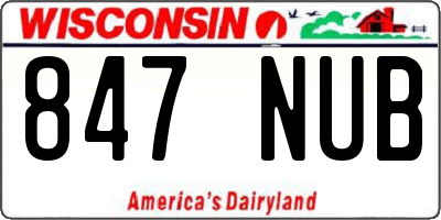 WI license plate 847NUB