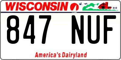 WI license plate 847NUF