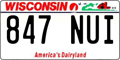 WI license plate 847NUI