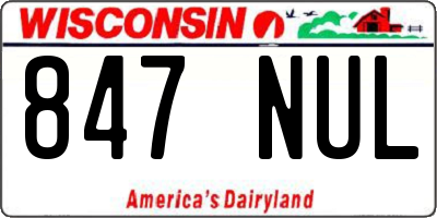WI license plate 847NUL