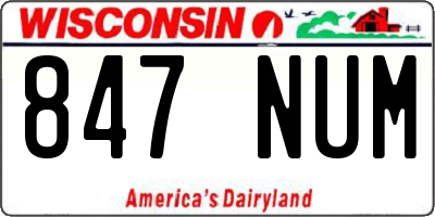 WI license plate 847NUM