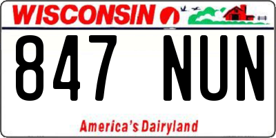 WI license plate 847NUN