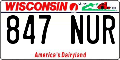 WI license plate 847NUR