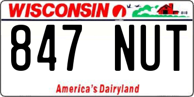WI license plate 847NUT