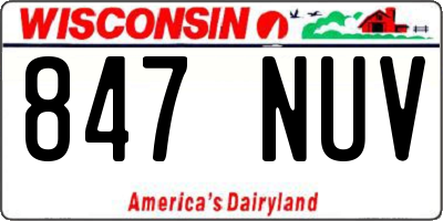 WI license plate 847NUV