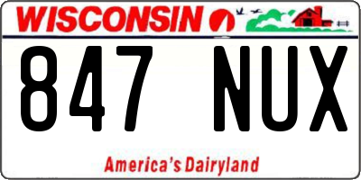 WI license plate 847NUX
