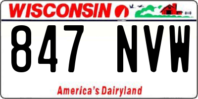 WI license plate 847NVW
