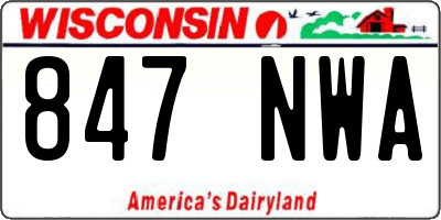 WI license plate 847NWA