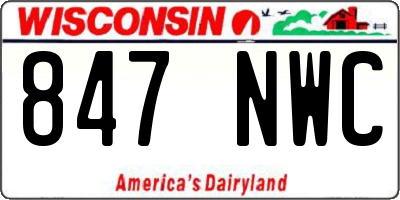 WI license plate 847NWC
