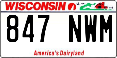 WI license plate 847NWM
