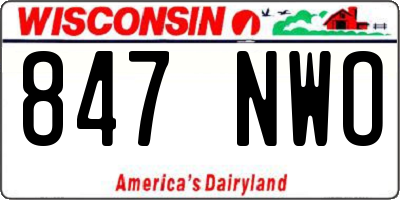 WI license plate 847NWO