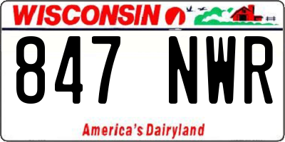 WI license plate 847NWR