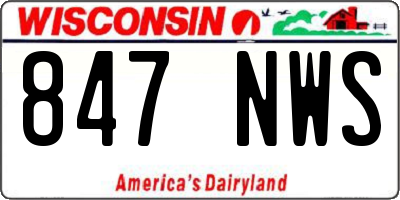 WI license plate 847NWS