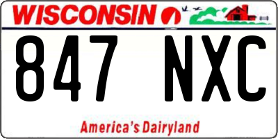 WI license plate 847NXC