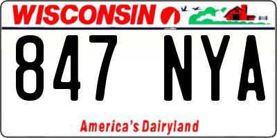 WI license plate 847NYA