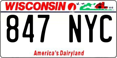 WI license plate 847NYC