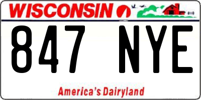 WI license plate 847NYE