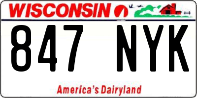 WI license plate 847NYK