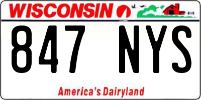 WI license plate 847NYS